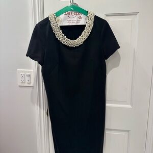 Jones New York Black Sheath Dress with Cream Peter Pan Collar